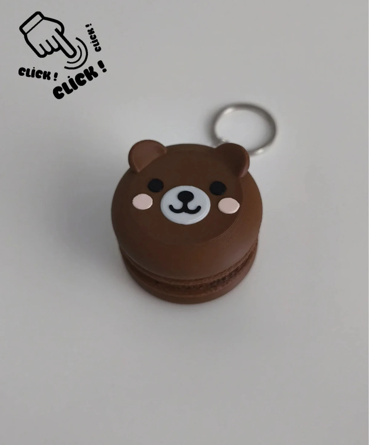 Sevimli Ayıcık Makaron Anahtarlık - Tıklamalı Clicker Fidget Anahtarlık