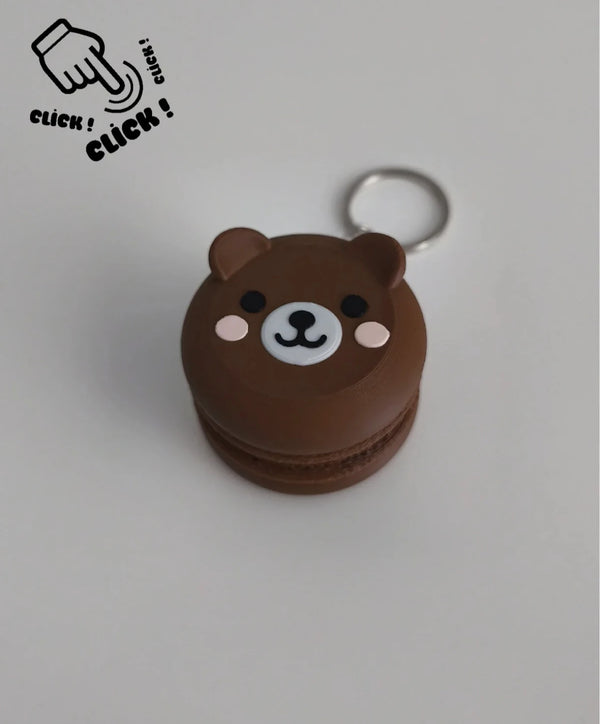Sevimli Ayıcık Makaron Anahtarlık - Tıklamalı Clicker Fidget Anahtarlık
