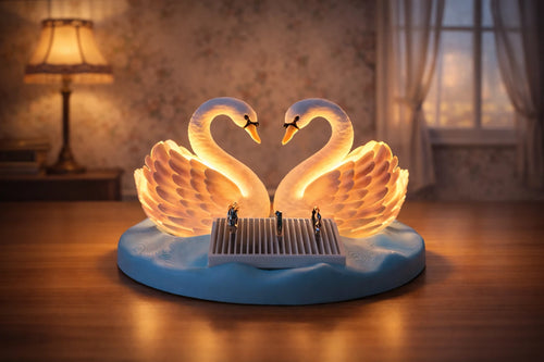 Aşkın Işığa Dönüşmüş Hali – Kalp Formlu Kuğu LED Lamba 🦢❤️