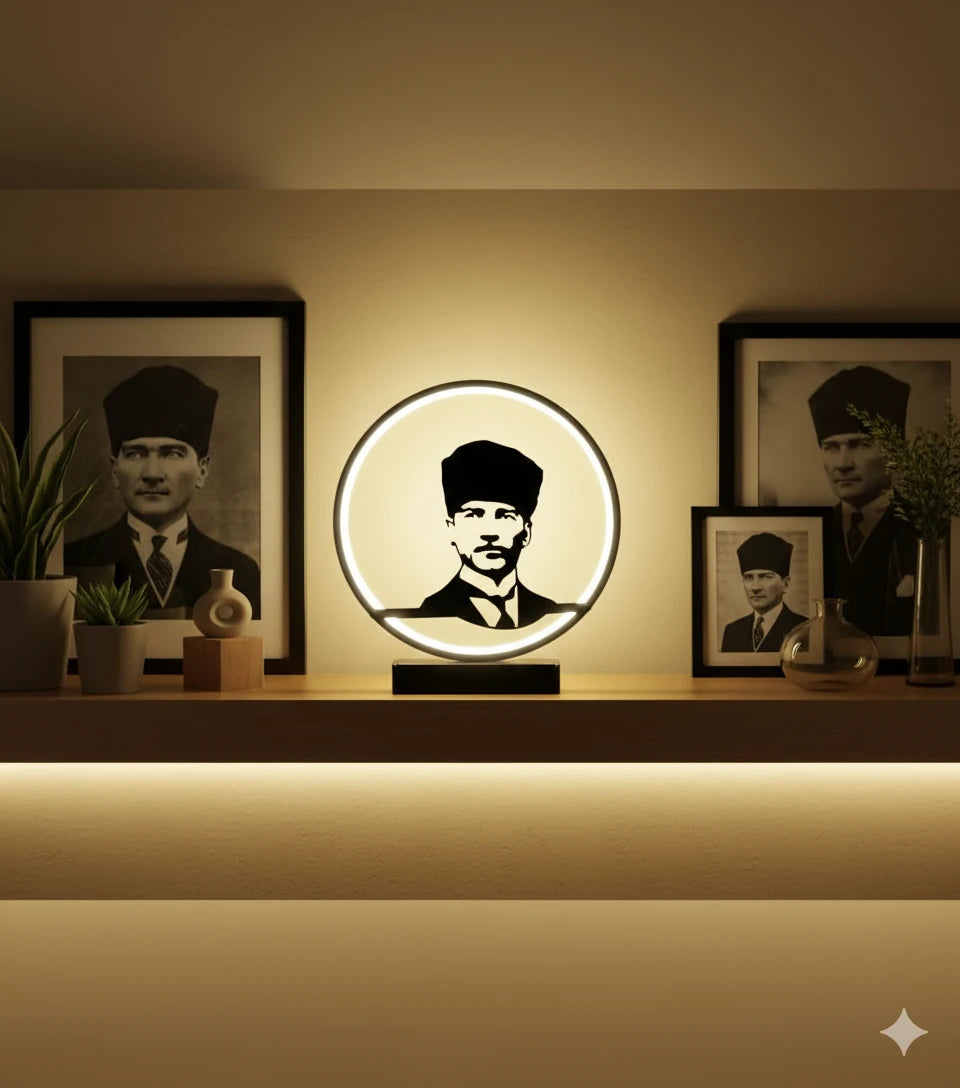 Atatürk Silüetli LED Masa Lambası