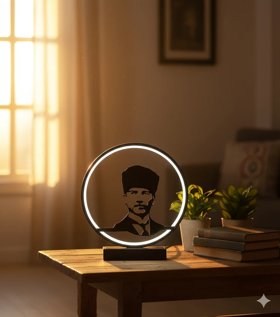 Atatürk Silüetli LED Masa Lambası