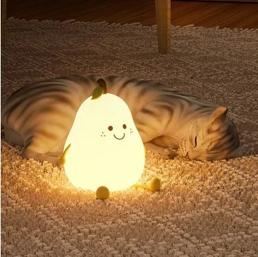 Renkli Silikon Armut Gece Lambası – USB Şarjlı, Çocuk ve Hediyelik