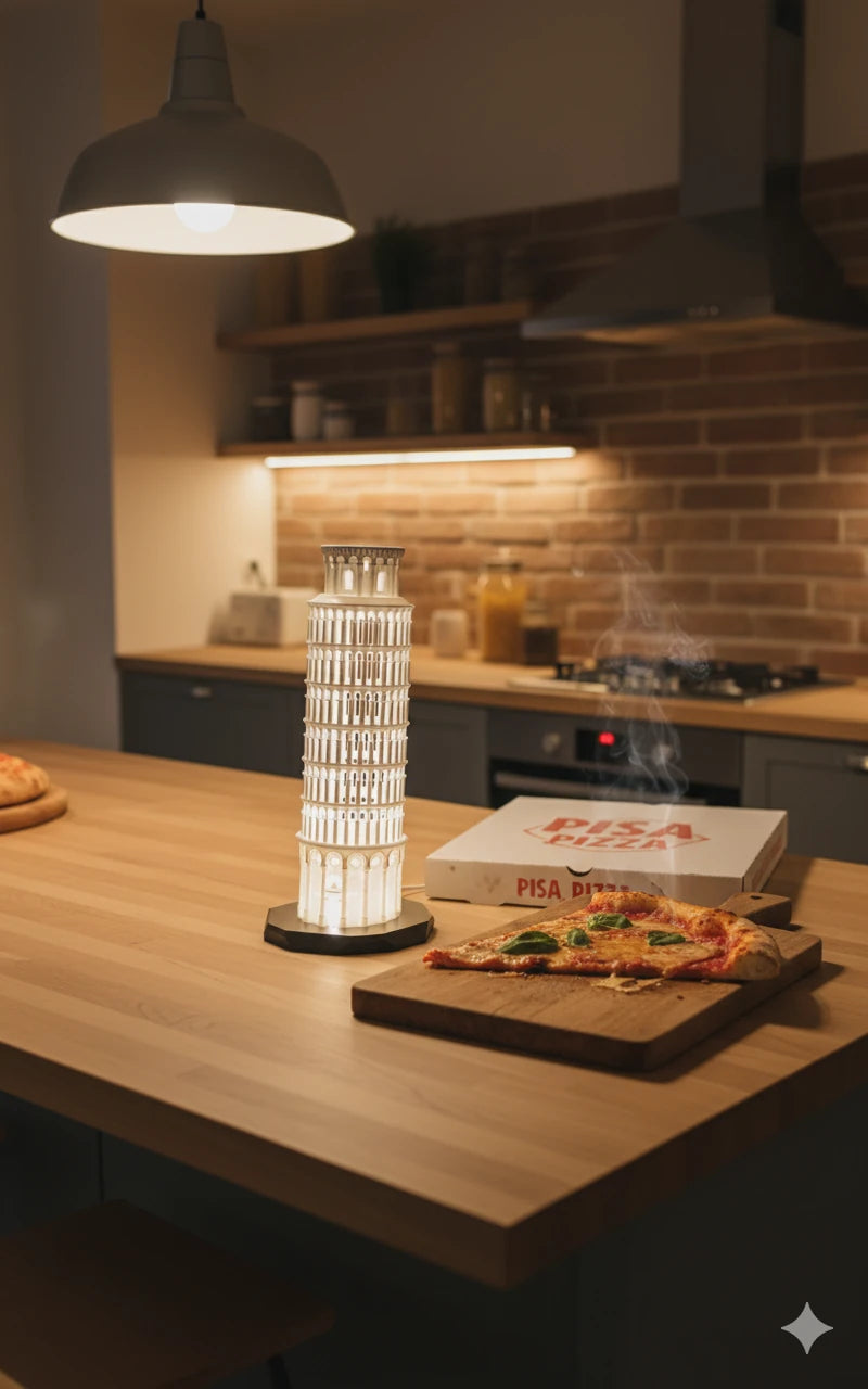 Pisa Kulesi Dekoratif Gece Lambası – USB LED Masa Lambası