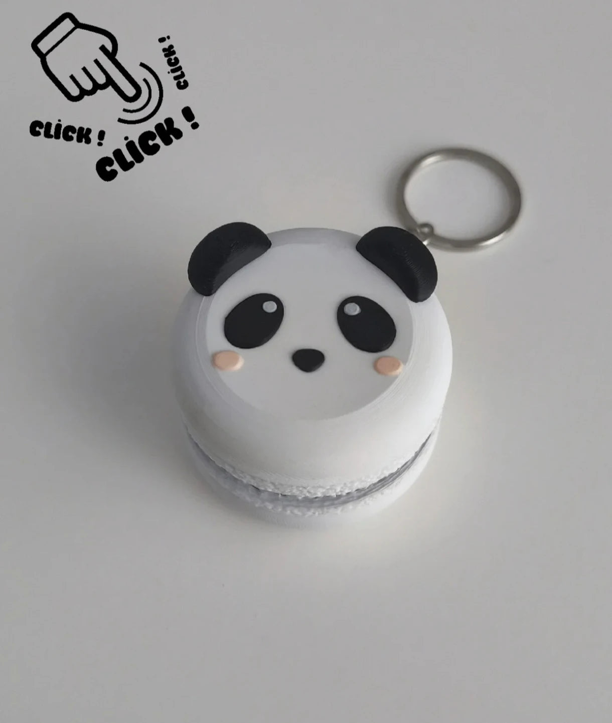 Sevimli Panda Makaron Anahtarlık - Tıklamalı Clicker Fidget Anahtarlık
