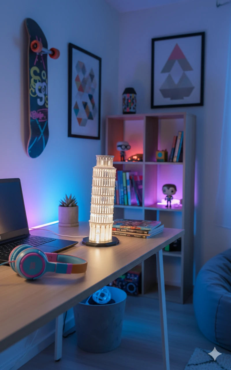Pisa Kulesi Dekoratif Gece Lambası – USB LED Masa Lambası