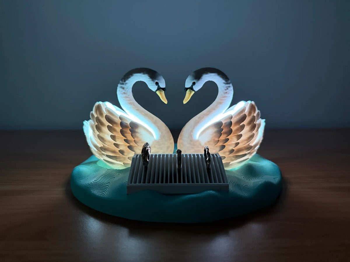 Aşkın Işığa Dönüşmüş Hali – Kalp Formlu Kuğu LED Lamba 🦢❤️