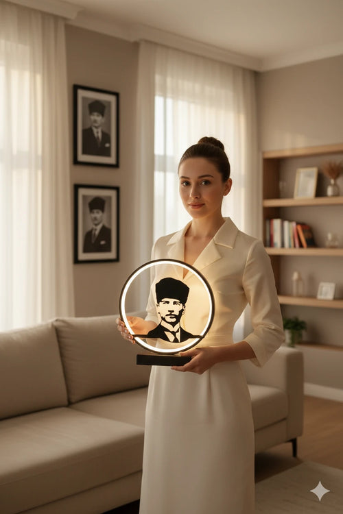 Atatürk Silüetli LED Masa Lambası