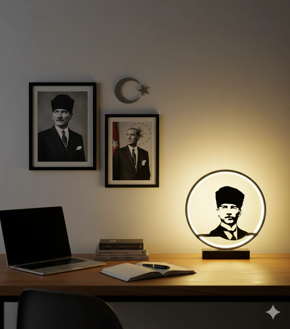 Atatürk Silüetli LED Masa Lambası