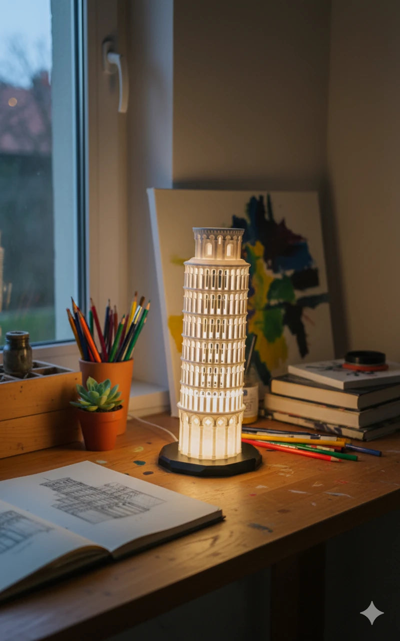 Pisa Kulesi Dekoratif Gece Lambası – USB LED Masa Lambası