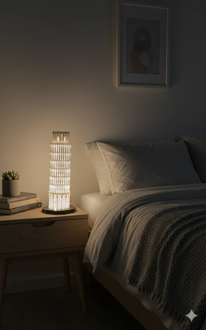 Pisa Kulesi Dekoratif Gece Lambası – USB LED Masa Lambası