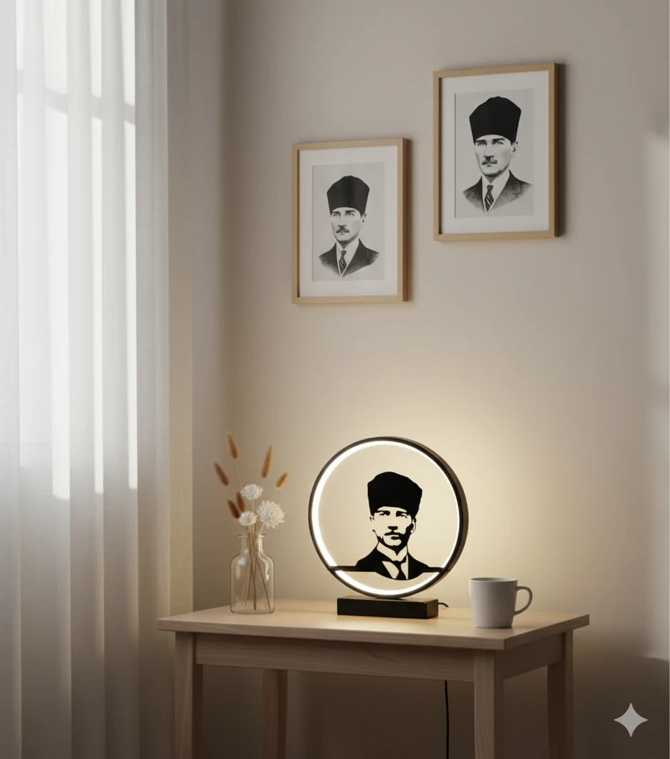 Atatürk Silüetli LED Masa Lambası
