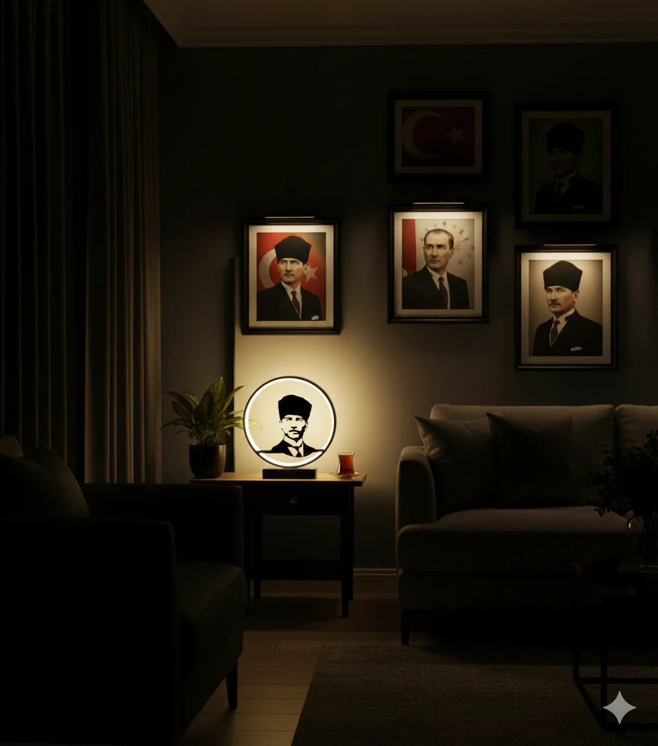 Atatürk Silüetli LED Masa Lambası