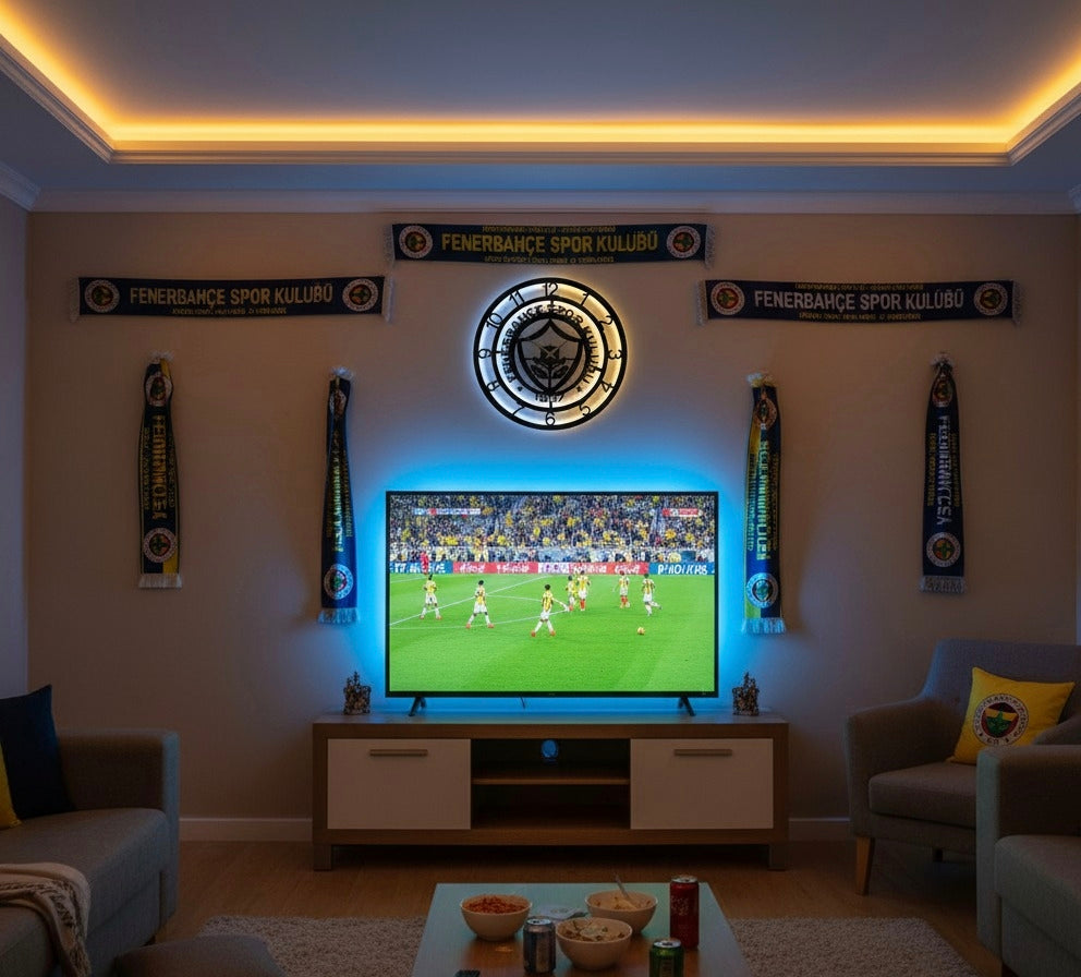 LED Işıklı Fenerbahçe Duvar Saati
